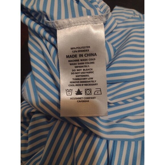 NEW FootJoy FJ Polo Shirt Men’s Large L Blue White Striped Short Sleeve Golfing - Picture 10 of 12